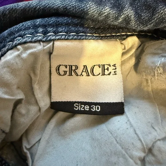 Grace in LA Women's Faded Blue Slim Straight Jeans - Picture 8 of 8
